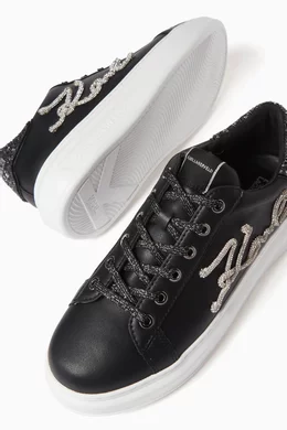Buy KARL LAGERFELD Black Kapri Signia Logo-embellished Sneakers in