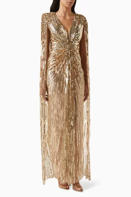 Buy Jenny Packham Gold Illusion Crystal-embellished Gown for Women Online |  Ounass Kuwait