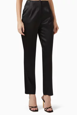 Buy Mimya Black Slim-fit Pants in Satin for Women Online Ounass