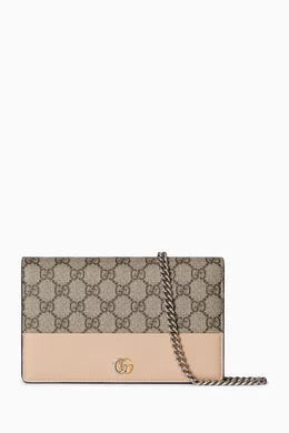 Buy Gucci Neutral GG Marmont Chain Wallet in Supreme Canvas for