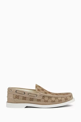 Buy Gucci Neutral Loafers in Original GG Canvas for Men Online Ounass Kuwait