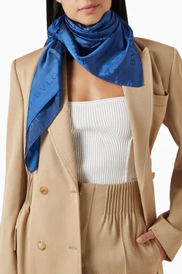 Buy BVLGARI Blue Solid Wonders Scarf in Silk for Women