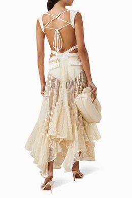 Buy PatBO Neutral Camilla Netted Beach Dress in Cotton Blend for Women  Online | Ounass Kuwait