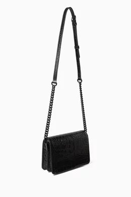 Buy PINKO Black Mini Love Click Shoulder Bag in Croc-embossed