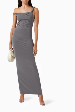 sandwashed jersey maxi dress Good American Sandwashed Jersey Twist Maxi Dress