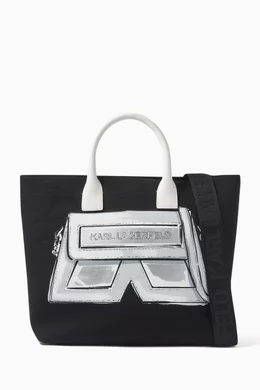 Buy Karl Lagerfeld Kids Black Mini Me Tote Bag in Cotton Canvas