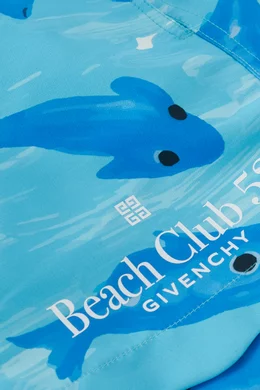 Buy Givenchy Blue Logo Print Swim Shorts for Boys Online Ounass