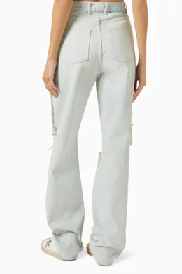 Buy GOLDEN GOOSE Blue Cabochon Crystal-embellished Jeans in Denim