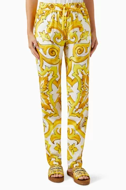 パンツ Dolce & Gabbana Majolica print pants (FTDBNTHI1Y8 I23TN) Majolica-print twill pants in Multicolor for Women