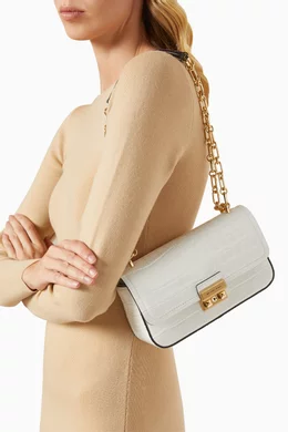 Buy Michael Kors White Small Tribeca Crossbody Bag in Croc