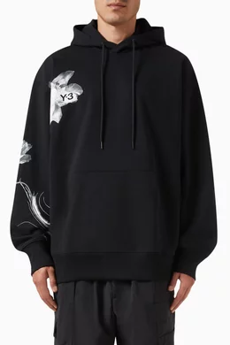 Buy Y-3 Black Graphic Hoodie in French Terry for Men Online