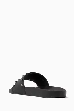 Buy Valentino Garavani Black Valentino Garavani Rockstud Slides in