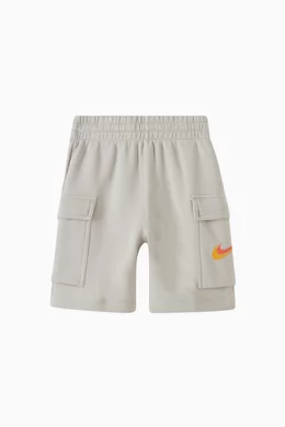 Buy Nike Grey Logo Cargo Shorts in Cotton Blend Fleece for Boys Online Ounass Kuwait