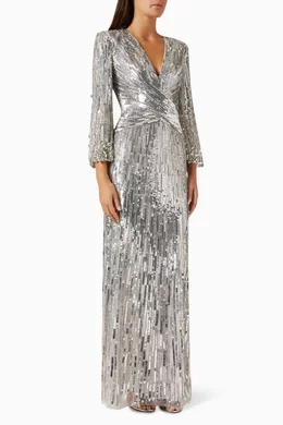 Buy Jenny Packham Grey Cosmos Embellished Gown for Women Online Ounass Kuwait