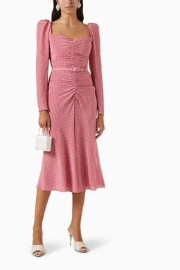 Buy Alessandra Rich Pink Polka Dot print Dress in Silk for Women Online Ounass Kuwait