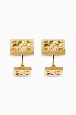 Buy Burberry Gold Rose Monogram Cufflinks in Gold-plated