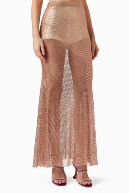 Buy Santa Brands Neutral Rhinestone embellished Maxi Skirt in Mesh for Women Online Ounass Kuwait