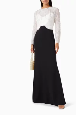 Buy Tadashi Shoji Black Pearl-embellished Maxi Dress for Women Online