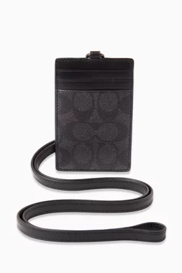 Buy Coach Black ID Lanyard in Signature Canvas for Men Online