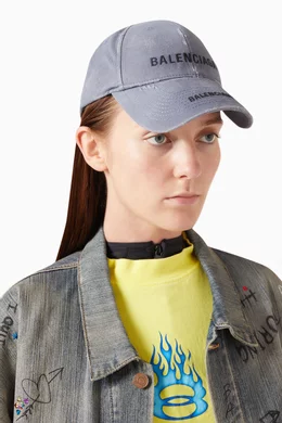 Buy Balenciaga Blue Unisex Distressed Logo Cap in Cotton for  display picture 1
