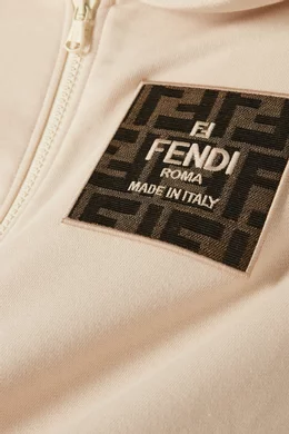 Buy Fendi Neutral Monogram Patch Hoodie in Cotton for Boys Online
