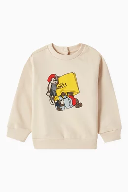 Buy Fendi Neutral Graphic Print Sweatshirt in Cotton for Baby Boys Online Ounass Kuwait