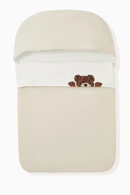 Buy Fendi Neutral Bear Logo Print Sleeping Bag in Cotton for Baby Boys Online Ounass Kuwait