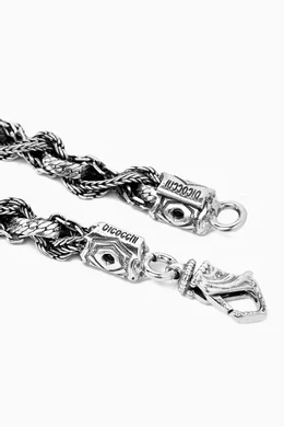 Buy Emanuele Bicocchi Grey Round Braid Bracelet in Sterling Silver