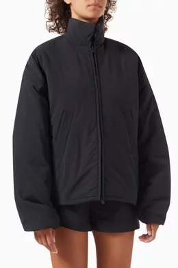 Buy Fear of God Essentials Black Shell Bomber Jacket in Nylon