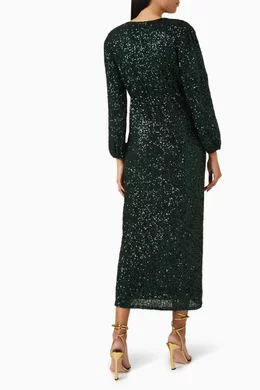 Buy Never Fully Dressed Green Emma Sequin-embellished Midi Dress 