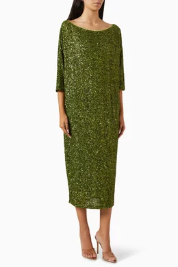 Buy Never Fully Dressed Green Jem Sequin-embellished Midi Dress for Women  Online | Ounass Kuwait