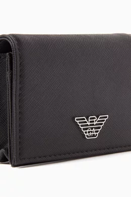 Buy Emporio Armani Black Eagle Card Holder in Saffiano Leather for