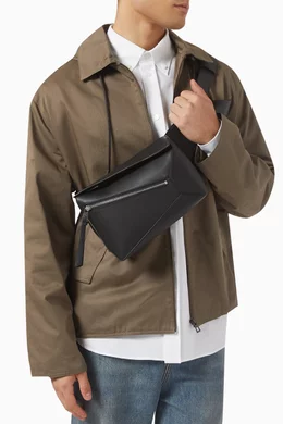 Buy LOEWE Black Small Puzzle Beltbag in Classic Calfskin for Men