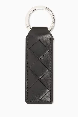 【BOTTEGA VENETA】Tab Key Ring キーリング Buy Bottega Veneta Black Tab Key Ring in Intrecciato Leather