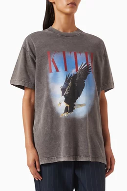 Buy Kith Black Eagle Vintage T shirt in Cotton jersey for Women Online Ounass Kuwait