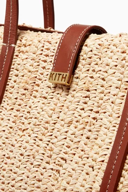 Buy Kith Brown Logo Tote Bag in Raffia for Women Online