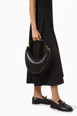 ■BOTTEGA VENETA■ Hula Hoop Shoulder Bag Black 794902V3IW11 Bottega Veneta - Hula Hoop Black Leather Shoulder Bag