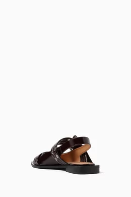 Buy Ganni Burgundy Feminine Buckle Ballerinas in Faux