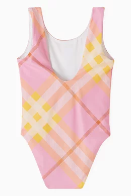 Buy Burberry Pink Check Print One piece Swimsuit for Girls Online Ounass Kuwait