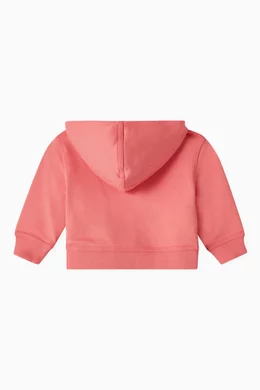 Buy Burberry Pink Clyde EKD Zip Hoodie in Cotton for Baby Girls