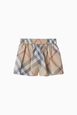 Buy Burberry Brown Marcy Check-print Shorts in Cotton Poplin for