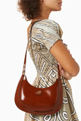 Buy Tory Burch Brown Robinson Convertible Crescent Shoulder Bag in