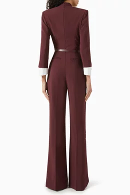 オールインワン・サロペット ELISABETTA FRANCHI Woman Jumpsuits Burgundy TU021 CG3 Buy Elisabetta Franchi Burgundy Straight-leg Jumpsuit in