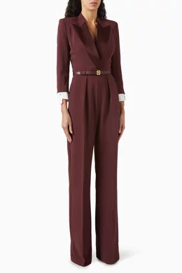 Buy Elisabetta Franchi Burgundy Straight-leg Jumpsuit in