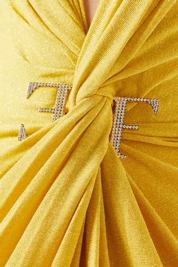 Buy Elisabetta Franchi Yellow Red Carpet Maxi Dress in Lurex