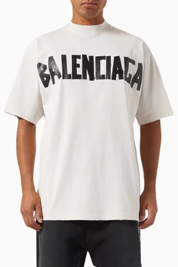 松永 BALENCIAGA 23SS logo-print T-shirt BALENCIAGA Logo-Print Distressed Cotton-Jersey T-Shirt for