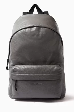 Buy Balenciaga Grey Explorer Backpack in Leather for Men Online Ounass Kuwait