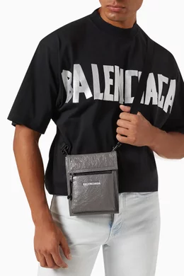 Buy Balenciaga Grey Small Explorer Pouch Bag in Leather for Men Online Ounass Kuwait