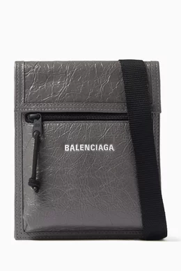 Buy Balenciaga Grey Small Explorer Pouch Bag in Leather for Men Online Ounass Kuwait