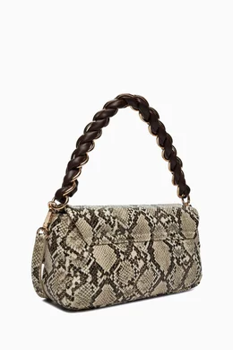 Buy Marella Neutral Emily Baguette Bag in Python Printed Faux